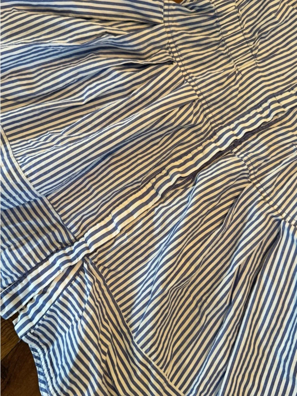 Maeve Anthropologie Blue & White Striped Button down Mini dress preppy womens S - Picture 5 of 7